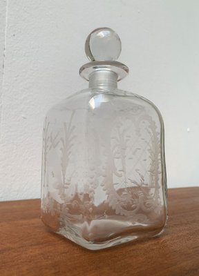 Vintage Danish Glass Bottle With Engraving-UAH-1209538