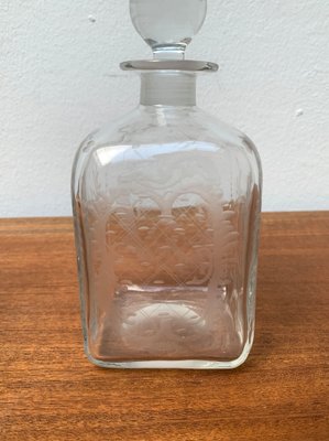 Vintage Danish Glass Bottle With Engraving-UAH-1209538