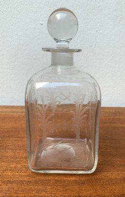 Vintage Danish Glass Bottle With Engraving-UAH-1209538