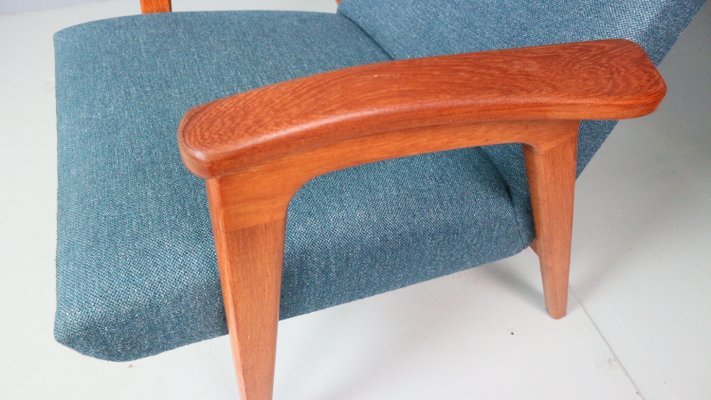 Vintage Danish Highback Armchair in Teak and Wool, 1960s-DT-2026244