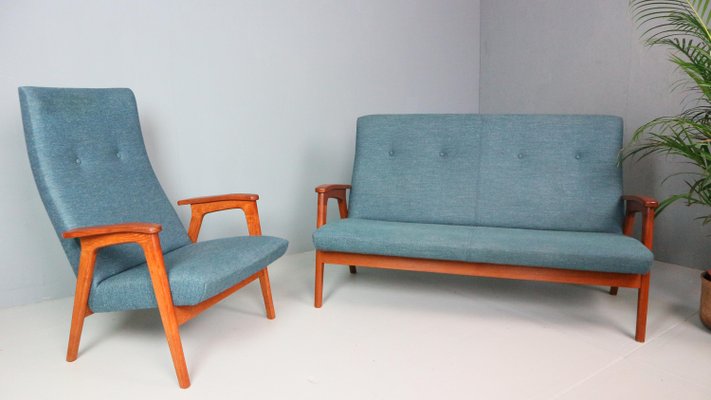 Vintage Danish Highback Armchair in Teak and Wool, 1960s-DT-2026244