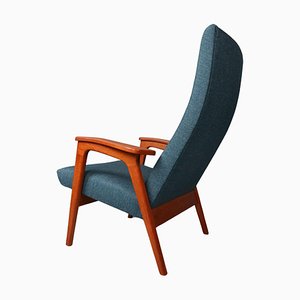 Vintage Danish Highback Armchair in Teak and Wool, 1960s-DT-2026244