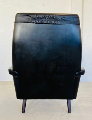 Vintage Danish Highback Chair in Black Leather from Nili Stoppmøbler, 1970s-UAY-2031618