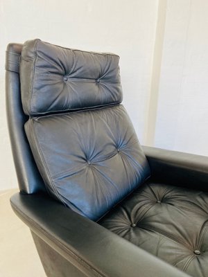 Vintage Danish Highback Chair in Black Leather from Nili Stoppmøbler, 1970s-UAY-2031618