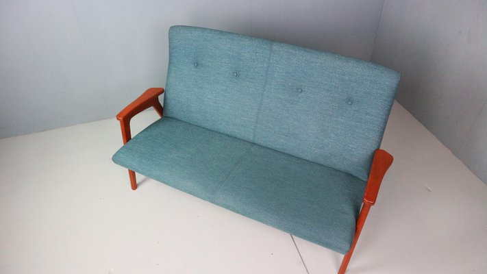 Vintage Danish Highback Sofa in Teak and Wool, 1960s-DT-2026243