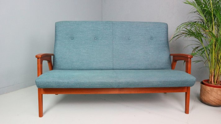 Vintage Danish Highback Sofa in Teak and Wool, 1960s-DT-2026243