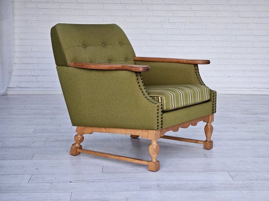 Vintage Danish Lounge Chair in Wool and Oak, 1970s-TMW-1804353