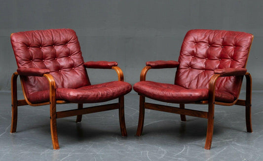 Vintage Danish Lounge Chair Set from Gote Mobler, 1970s, Set of 2