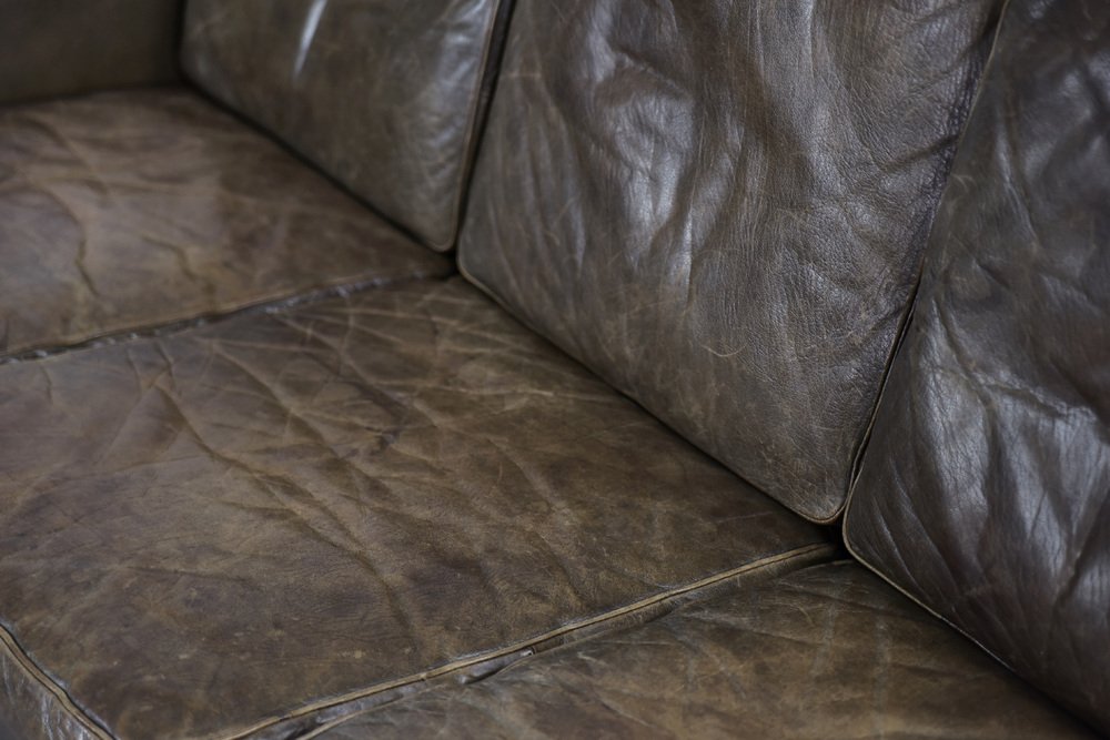 Vintage Danish Modern Brown Leather 3-Seater Sofa, 1950s