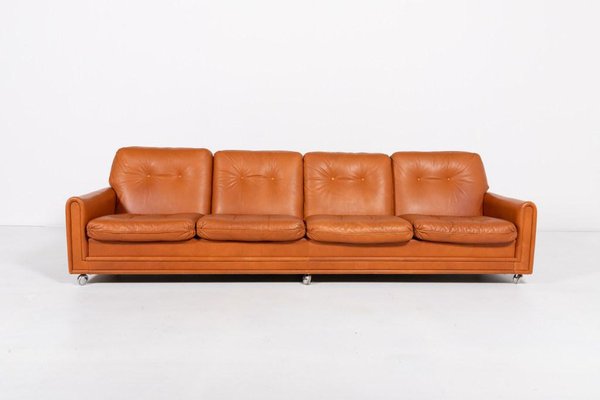 Vintage Danish Modern Cognac Leather Sofa, 1960s-KMC-1812143