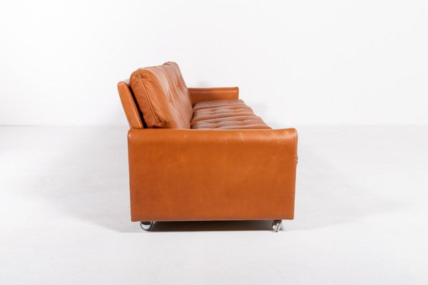 Vintage Danish Modern Cognac Leather Sofa, 1960s-KMC-1812143