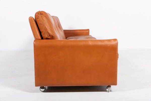 Vintage Danish Modern Cognac Leather Sofa, 1960s-KMC-1812143