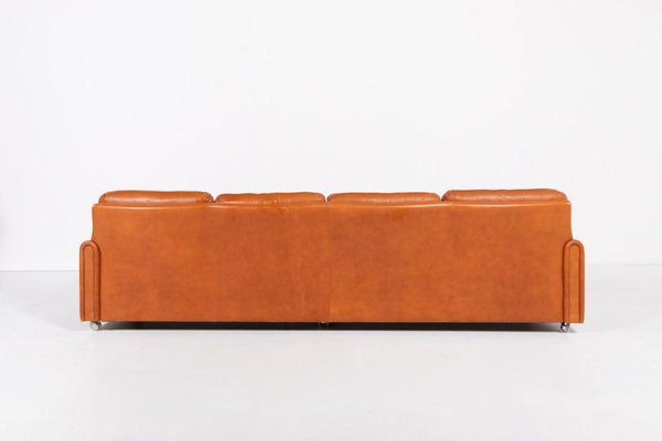 Vintage Danish Modern Cognac Leather Sofa, 1960s-KMC-1812143