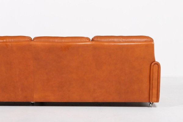 Vintage Danish Modern Cognac Leather Sofa, 1960s-KMC-1812143