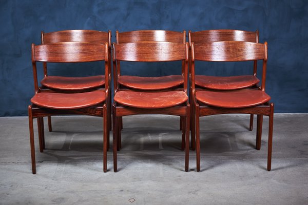 Vintage Danish Rosewood Dining Chairs by Erik Buch, 1960s, Set of 6-ZGQ-575169