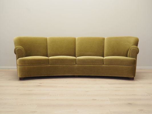 Vintage Danish Sofa in Green Velour, 1960s-VND-2034646