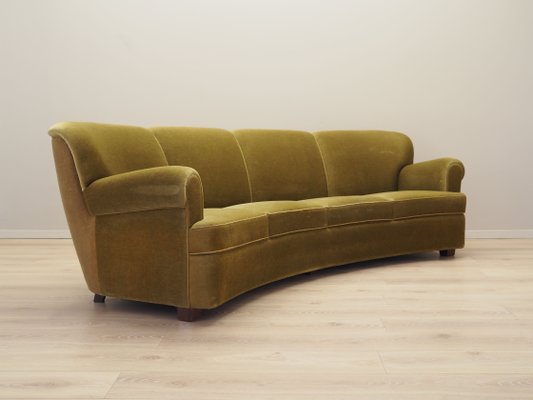 Vintage Danish Sofa in Green Velour, 1960s-VND-2034646