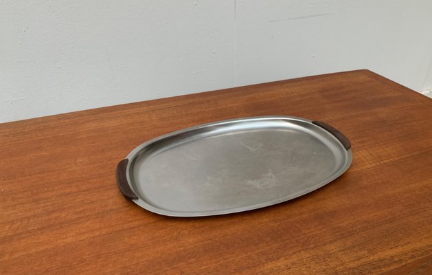 Vintage Danish Stainless Steel and Teak Plate and Bowl, Set of 2-UAH-1050752