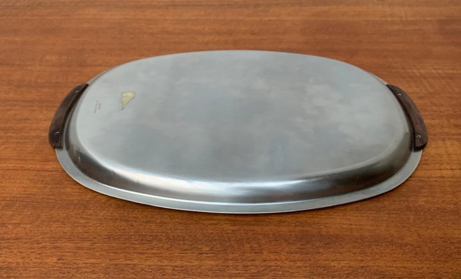 Vintage Danish Stainless Steel and Teak Plate and Bowl, Set of 2-UAH-1050752