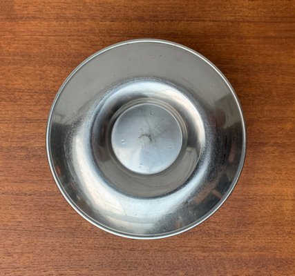 Vintage Danish Stainless Steel and Teak Plate and Bowl, Set of 2-UAH-1050752