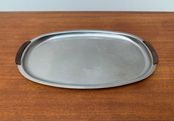 Vintage Danish Stainless Steel and Teak Plate and Bowl, Set of 2-UAH-1050752