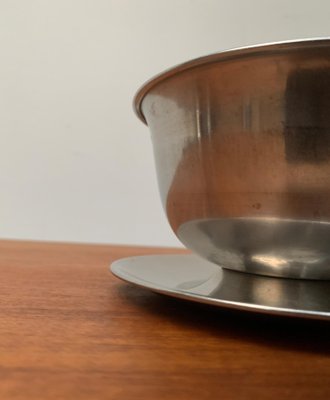 Vintage Danish Stainless Steel and Teak Plate and Bowl, Set of 2-UAH-1050752