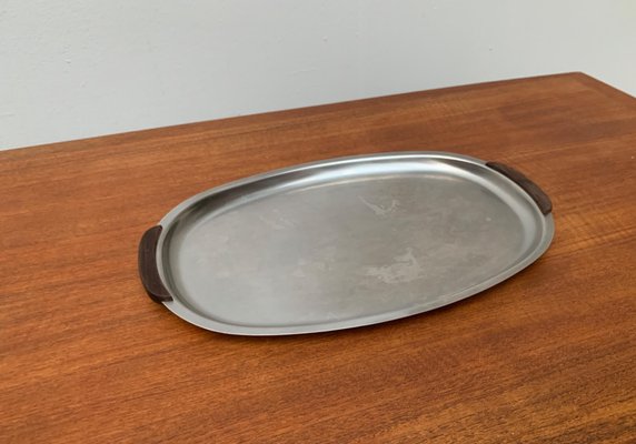 Vintage Danish Stainless Steel and Teak Plate and Bowl, Set of 2-UAH-1050752