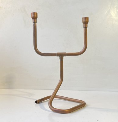 Vintage Danish Steampunk Candleholder in Copper Pipe, 1970s-LCR-1785754