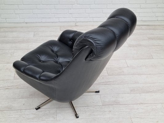 Vintage Danish Swivel Leather Armchair, 1970s-TMW-1404768