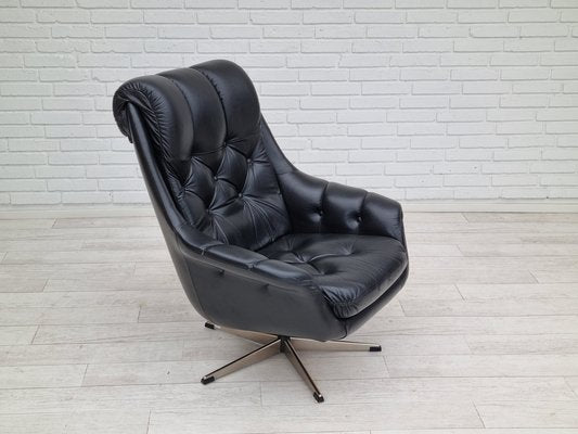 Vintage Danish Swivel Leather Armchair, 1970s-TMW-1404768