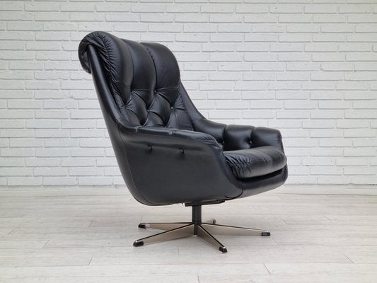 Vintage Danish Swivel Leather Armchair, 1970s-TMW-1404768