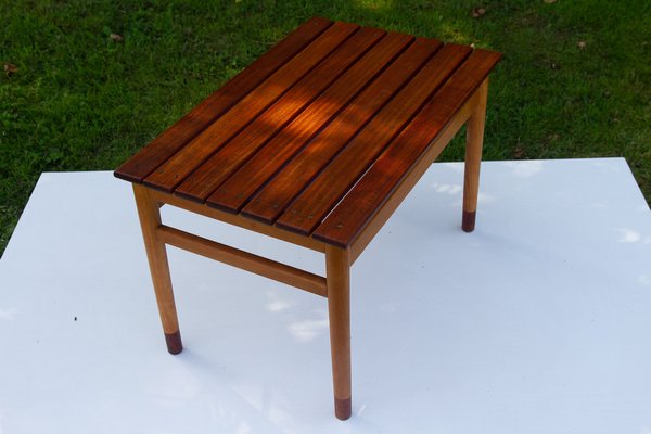 Vintage Danish Teak and Beech Side Table, 1950s-WIX-1397487