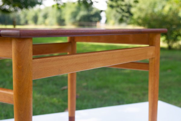 Vintage Danish Teak and Beech Side Table, 1950s-WIX-1397487