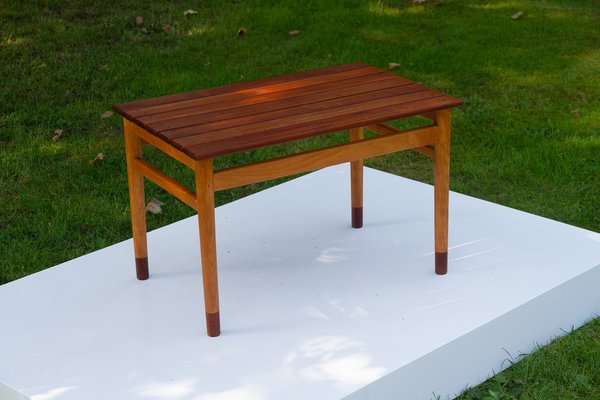 Vintage Danish Teak and Beech Side Table, 1950s-WIX-1397487