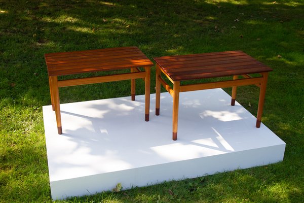 Vintage Danish Teak and Beech Side Tables 1950s, Set of 2-WIX-1397488