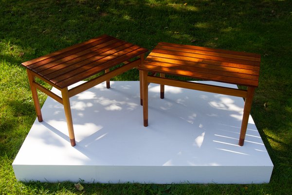 Vintage Danish Teak and Beech Side Tables 1950s, Set of 2-WIX-1397488