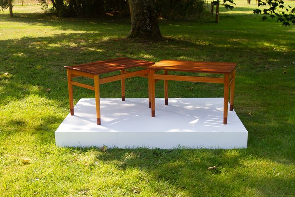 Vintage Danish Teak and Beech Side Tables 1950s, Set of 2-WIX-1397488