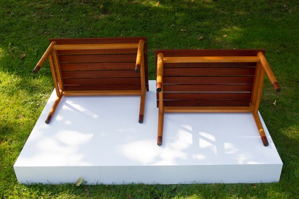 Vintage Danish Teak and Beech Side Tables 1950s, Set of 2-WIX-1397488