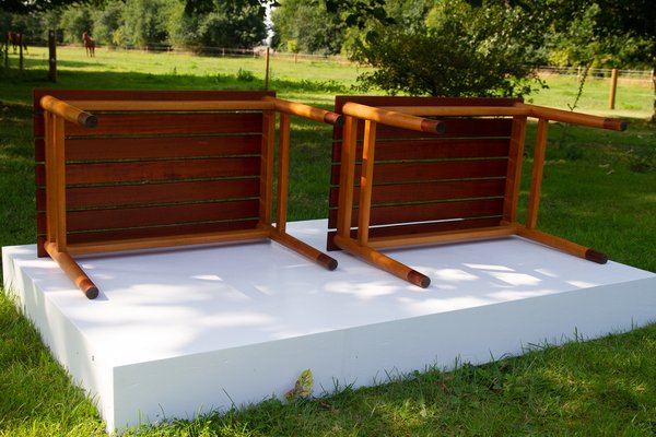 Vintage Danish Teak and Beech Side Tables 1950s, Set of 2-WIX-1397488