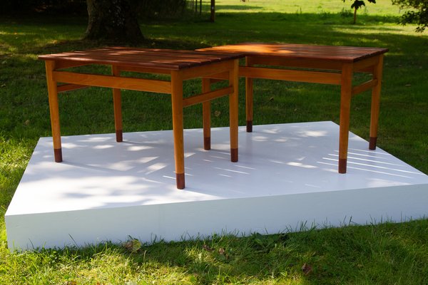 Vintage Danish Teak and Beech Side Tables 1950s, Set of 2-WIX-1397488