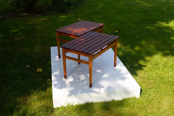 Vintage Danish Teak and Beech Side Tables 1950s, Set of 2-WIX-1397488