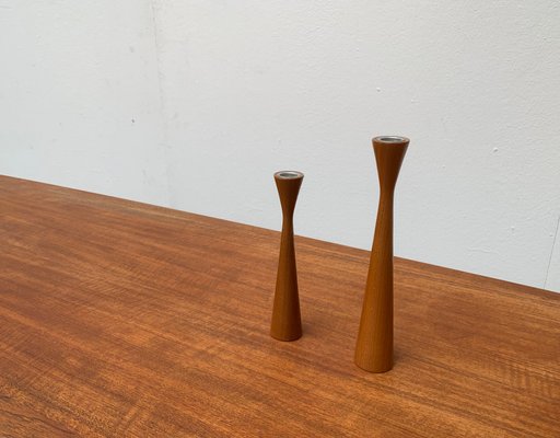 Vintage Danish Teak Candleholders, Set of 2-UAH-984540