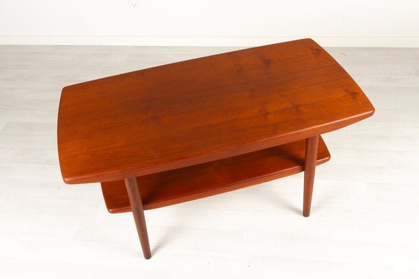 Vintage Danish Teak Coffee Table with Shelf, 1960s-WIX-953375