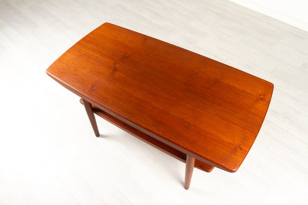 Vintage Danish Teak Coffee Table with Shelf, 1960s-WIX-953375