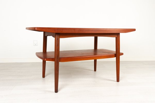 Vintage Danish Teak Coffee Table with Shelf, 1960s-WIX-953375