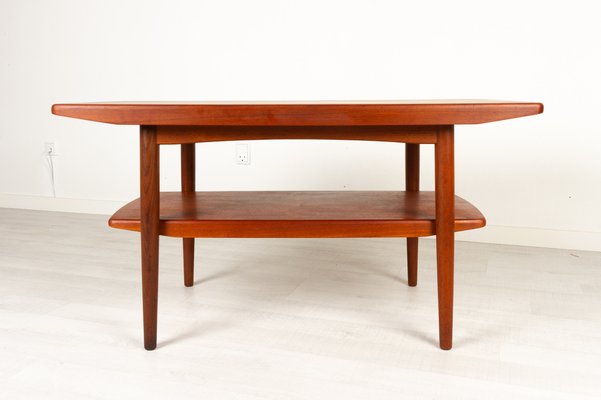 Vintage Danish Teak Coffee Table with Shelf, 1960s-WIX-953375