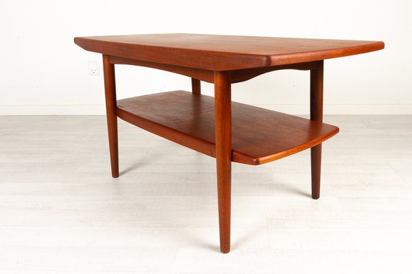 Vintage Danish Teak Coffee Table with Shelf, 1960s-WIX-953375