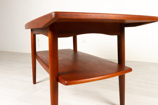 Vintage Danish Teak Coffee Table with Shelf, 1960s-WIX-953375