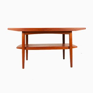 Vintage Danish Teak Coffee Table with Shelf, 1960s-WIX-953375