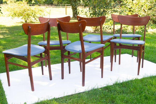 Vintage Danish Teak Dining Chairs 1960s, Set of 6-WIX-1409249